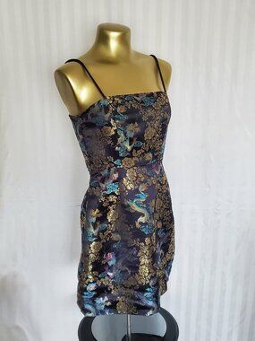 SHEIN Dragon & Floral Jacquard Satin Cami Dress (xsm)